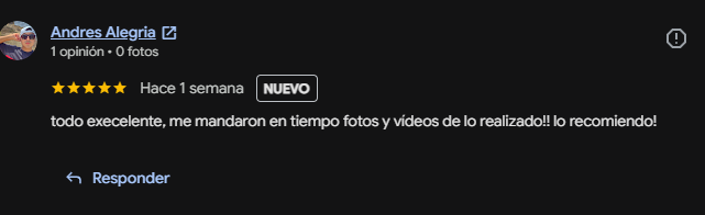Reseña de Andres Alegria en Google Maps