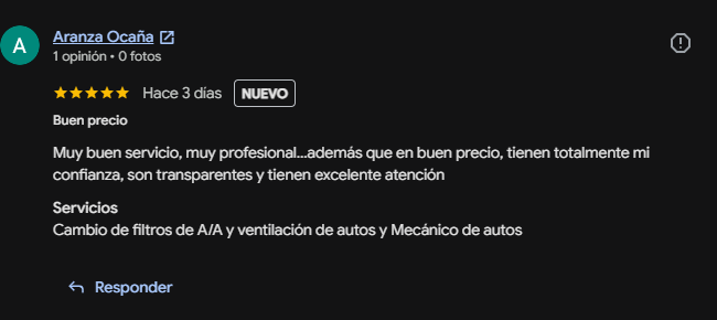 Reseña de Aranza Ocaña en Google Maps